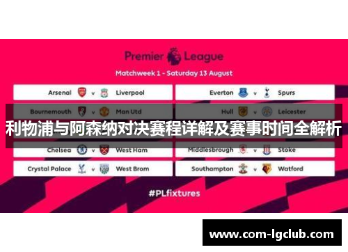 利物浦与阿森纳对决赛程详解及赛事时间全解析