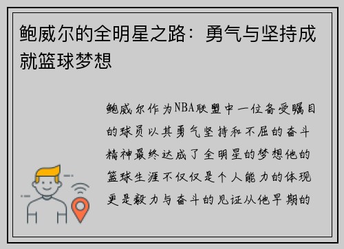 鲍威尔的全明星之路：勇气与坚持成就篮球梦想